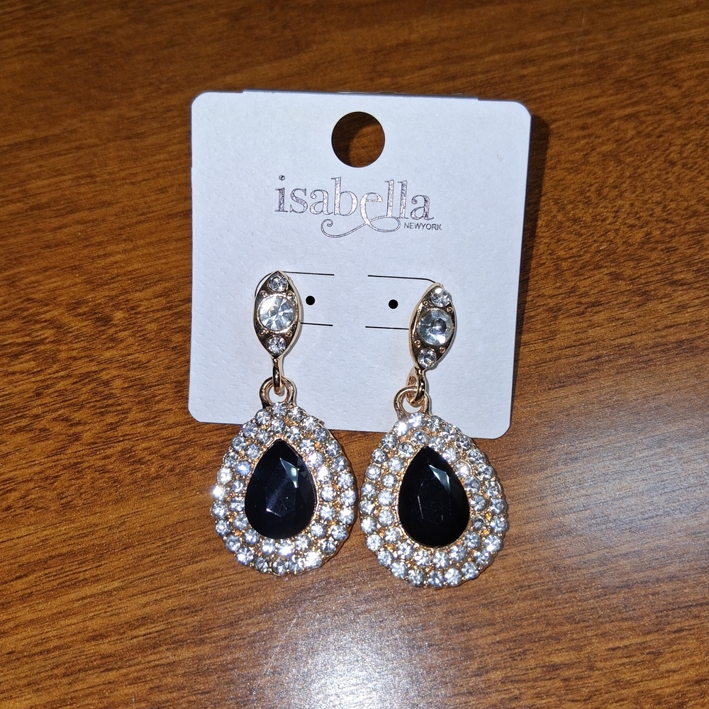 Black and Gold Teardrop Earrings